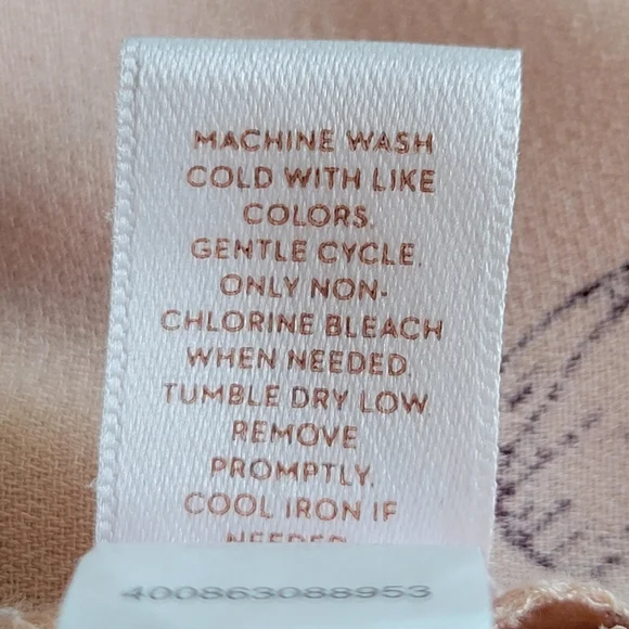 🌟 LC LAUREN CONRAD Light Peach Blouse Floral Peasant Balloon Sleeve Wm's Sz M - Picture 6 of 7